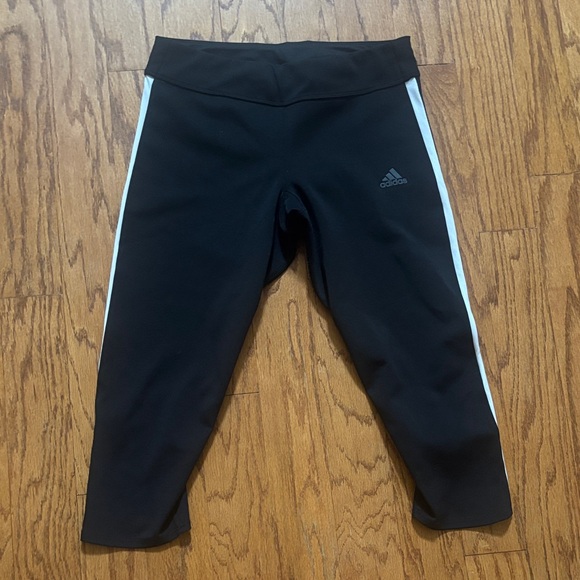 NWOT Adidas Climacool Black Leggings with White Side Stripes - Picture 1 of 3